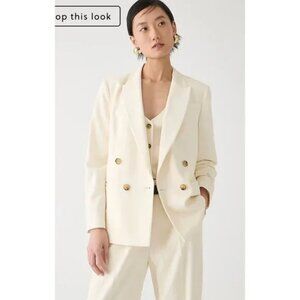 J.Crew $278 Double Breasted Relaxed Blazer City Twill Ivory Size 6 BX785 NWT